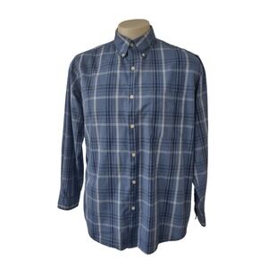 Sun River Clothing Co Button Down Mens L Blue Plaid Long Sleeve Shirt WPL8046